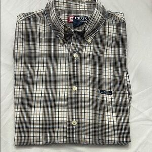 Chaps Ralph Lauren 100% Cotton Brown, Black, & White Casual Button Down, Large